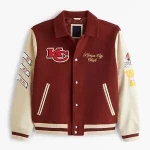 Kansas City Chiefs Burgundy and Off White Varsity Jacket