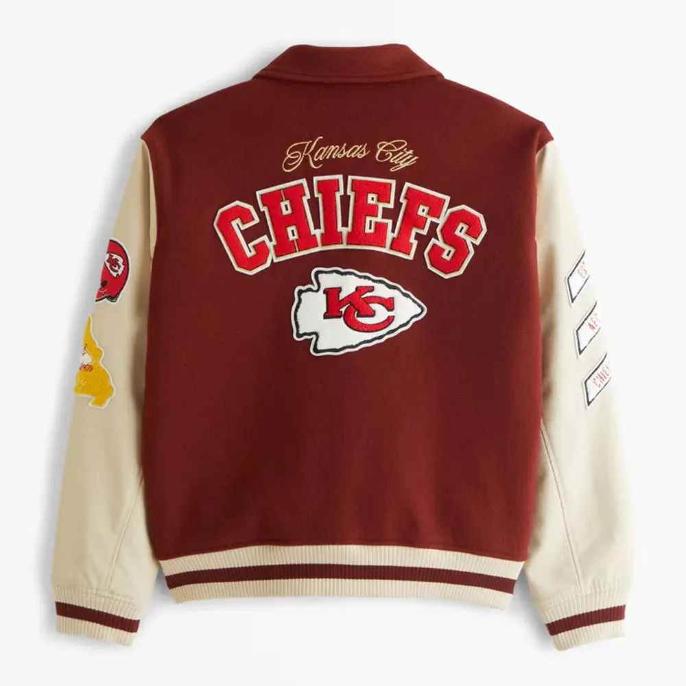 Kansas City Chiefs Burgundy and Off White Varsity Jacket
