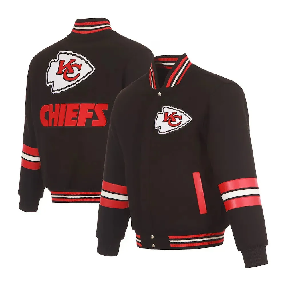 Kansas City Chiefs Striped Black Varsity Wool Jacket
