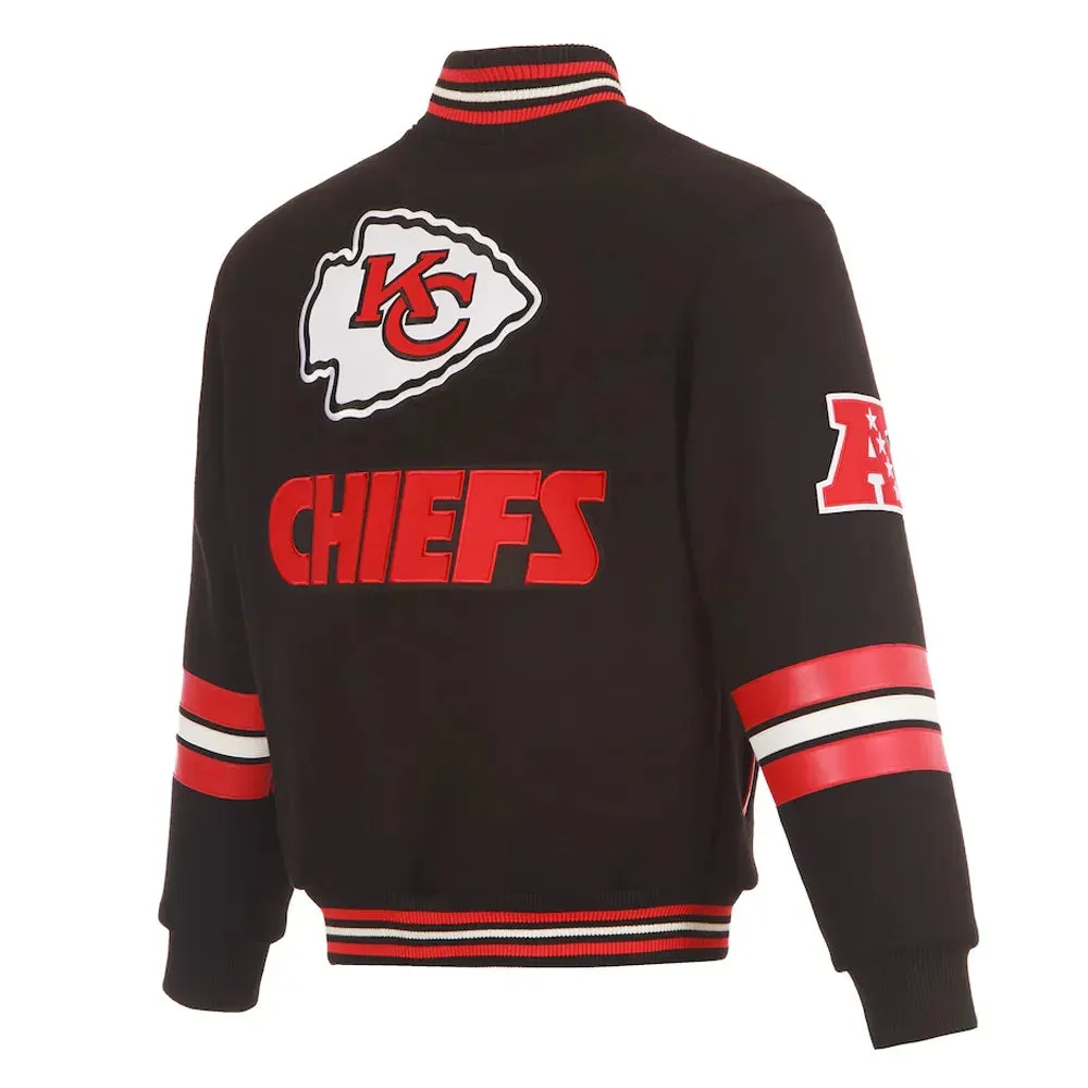 Kansas City Chiefs Striped Black Varsity Wool Jacket
