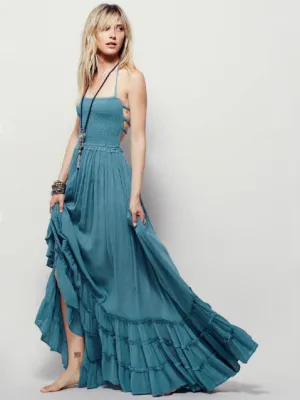 Katina Backless Blue Sumer Dress
