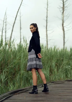 KNIT PLAID CIRCLE SKIRT (REVERSIBLE)
