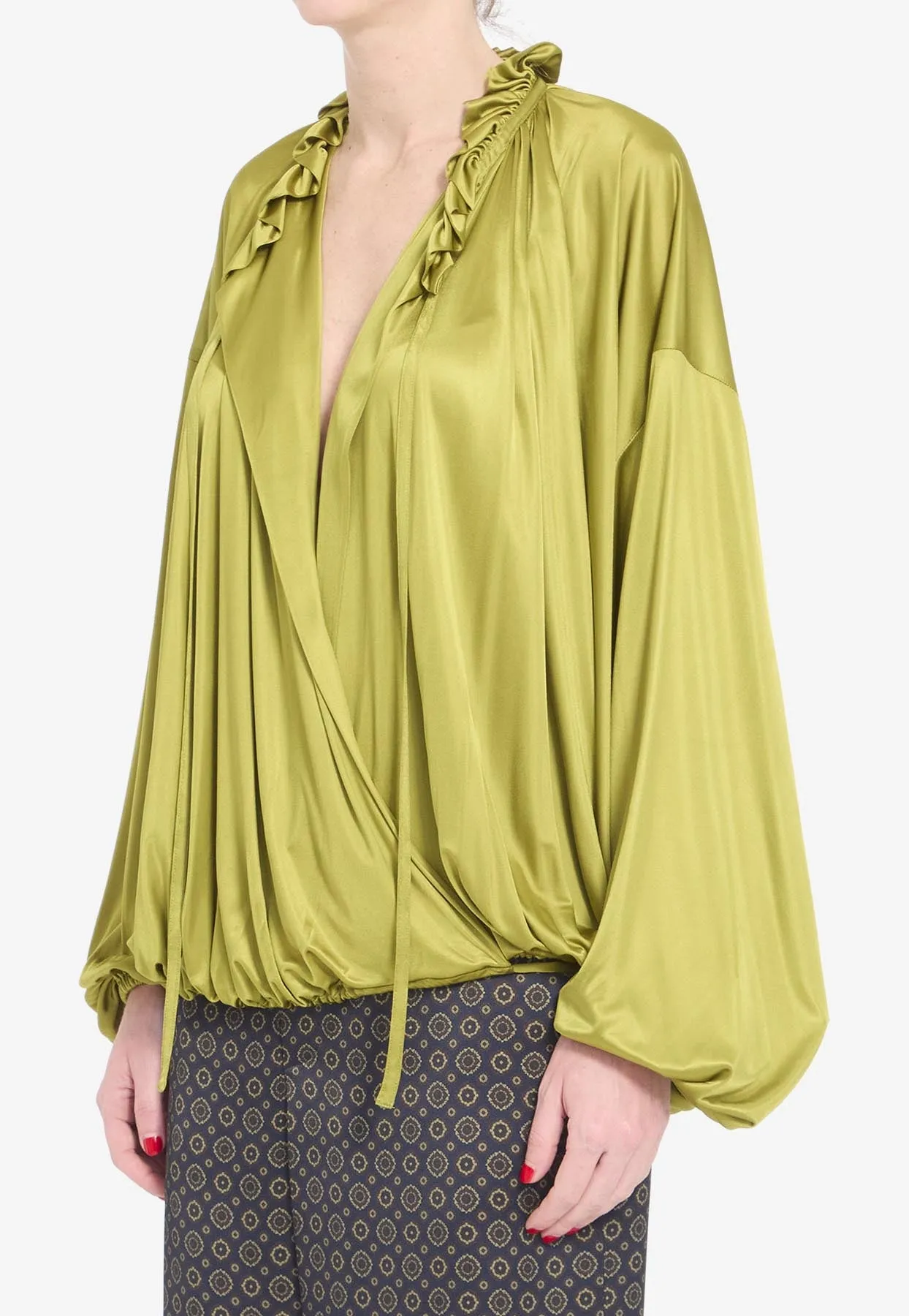Knit Wrap Blouse
