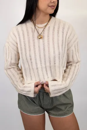 Ladder Knit Sheer Sweater
