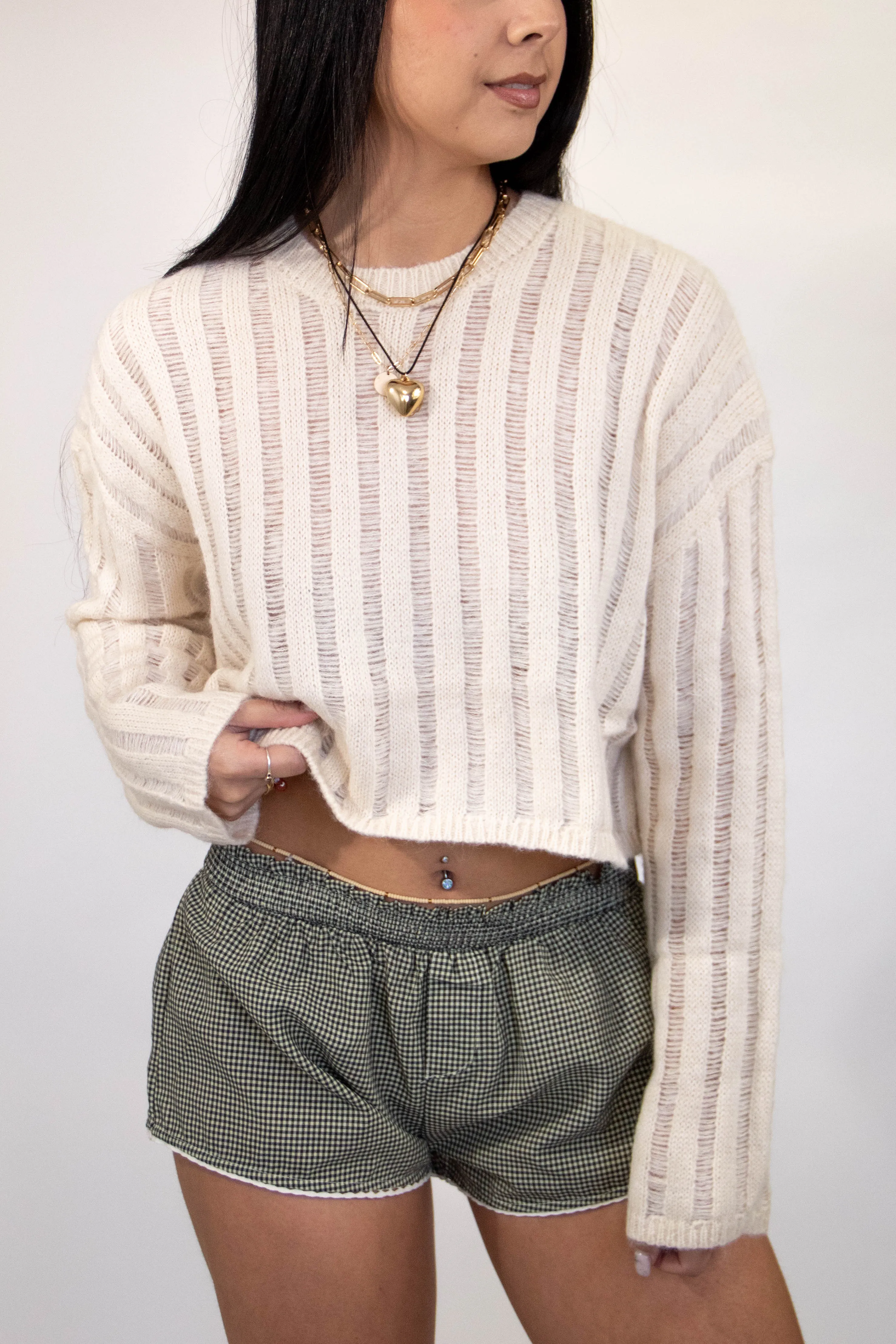 Ladder Knit Sheer Sweater
