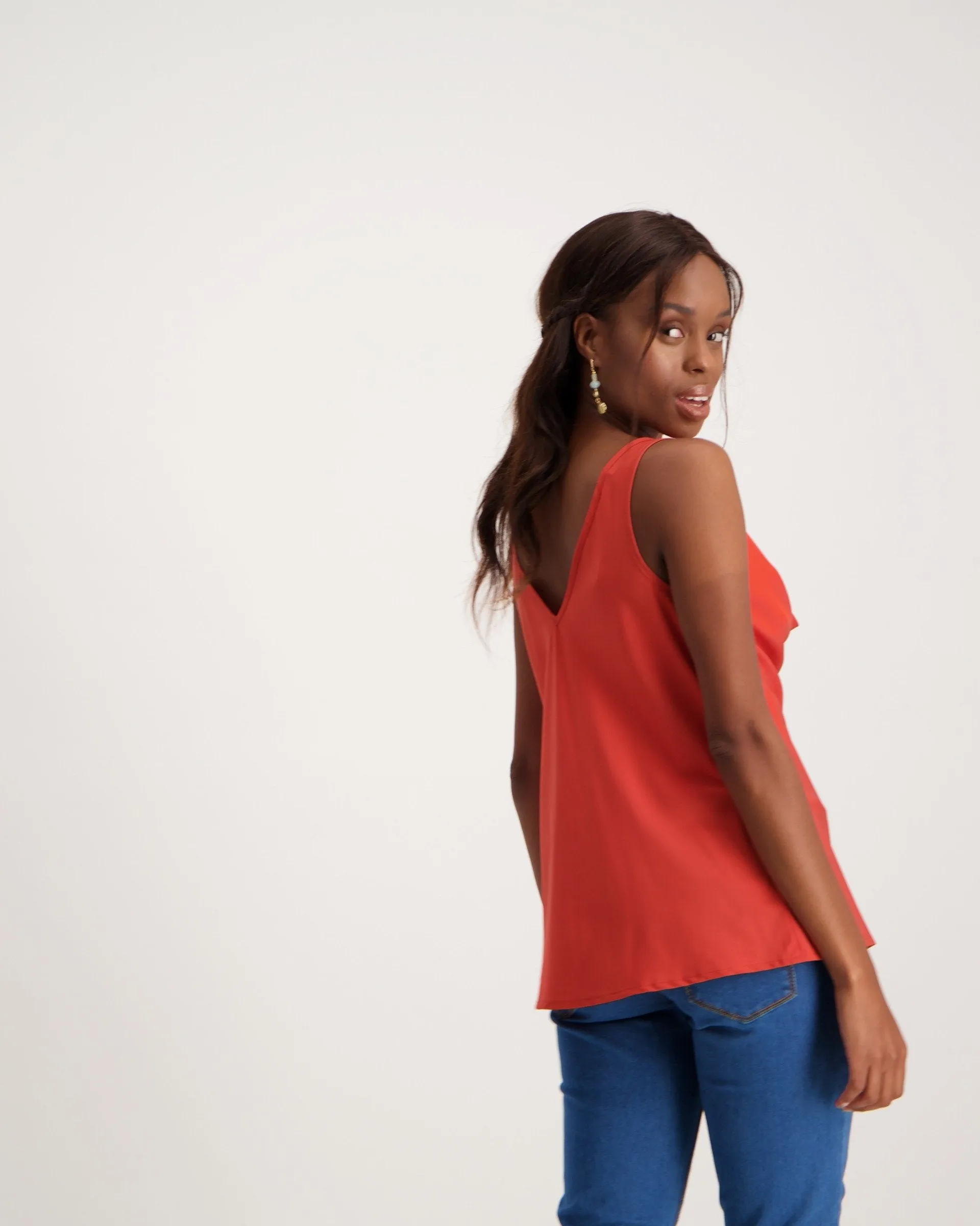 Ladies Basic Printed Cami - Rust