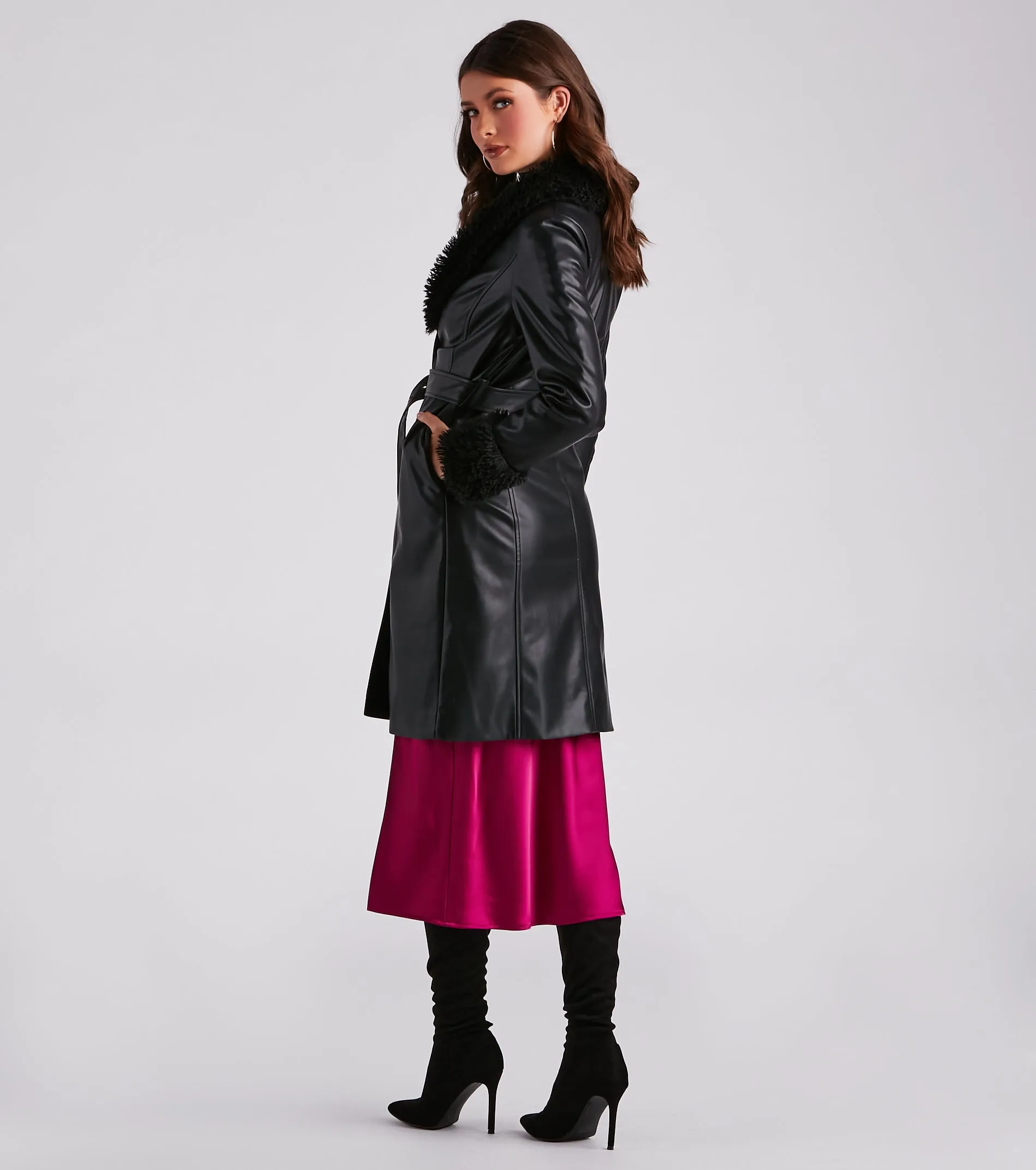 Layered In Luxe Faux Leather Trench Coat