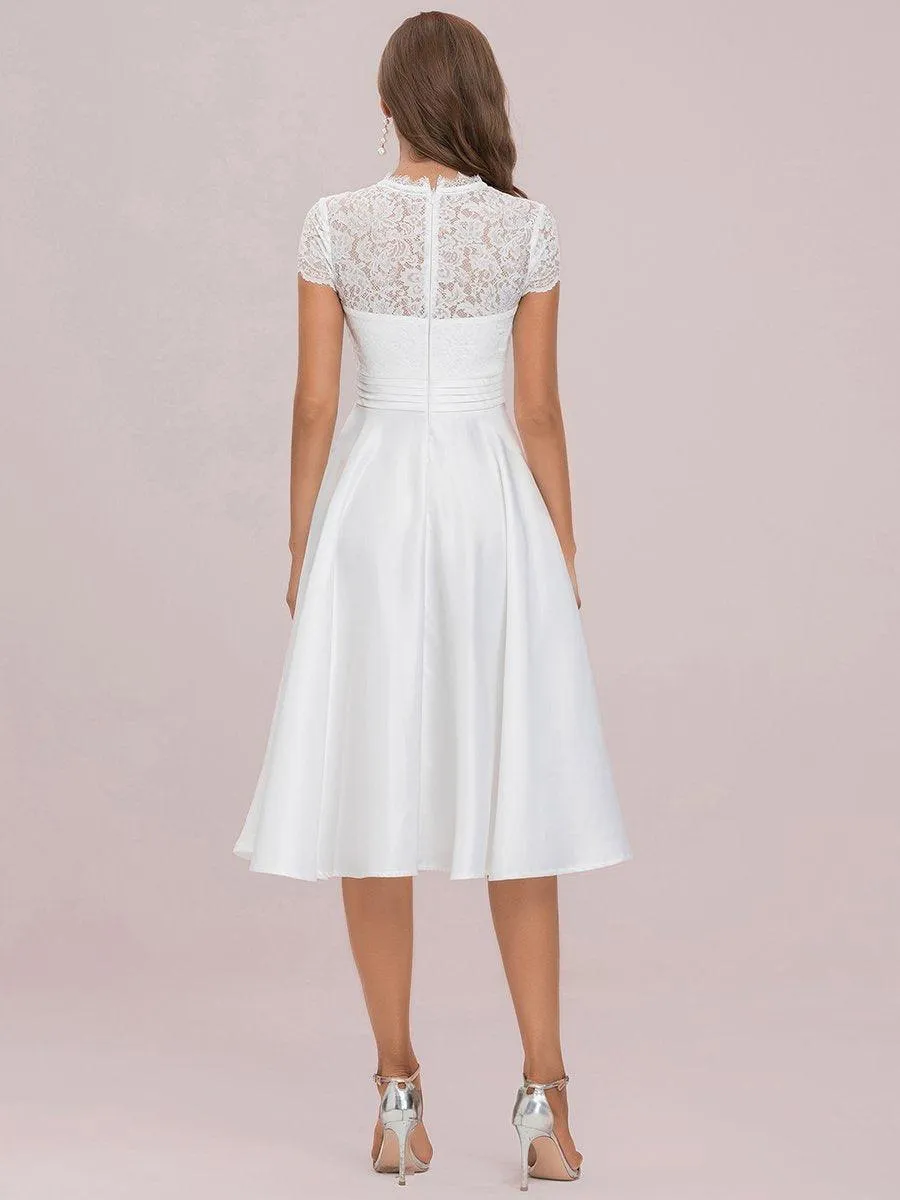 Élégante Robe mariage invitée mi-longue à manches courtes