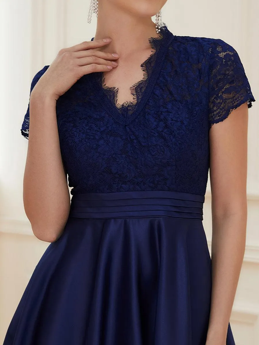 Élégante Robe mariage invitée mi-longue à manches courtes