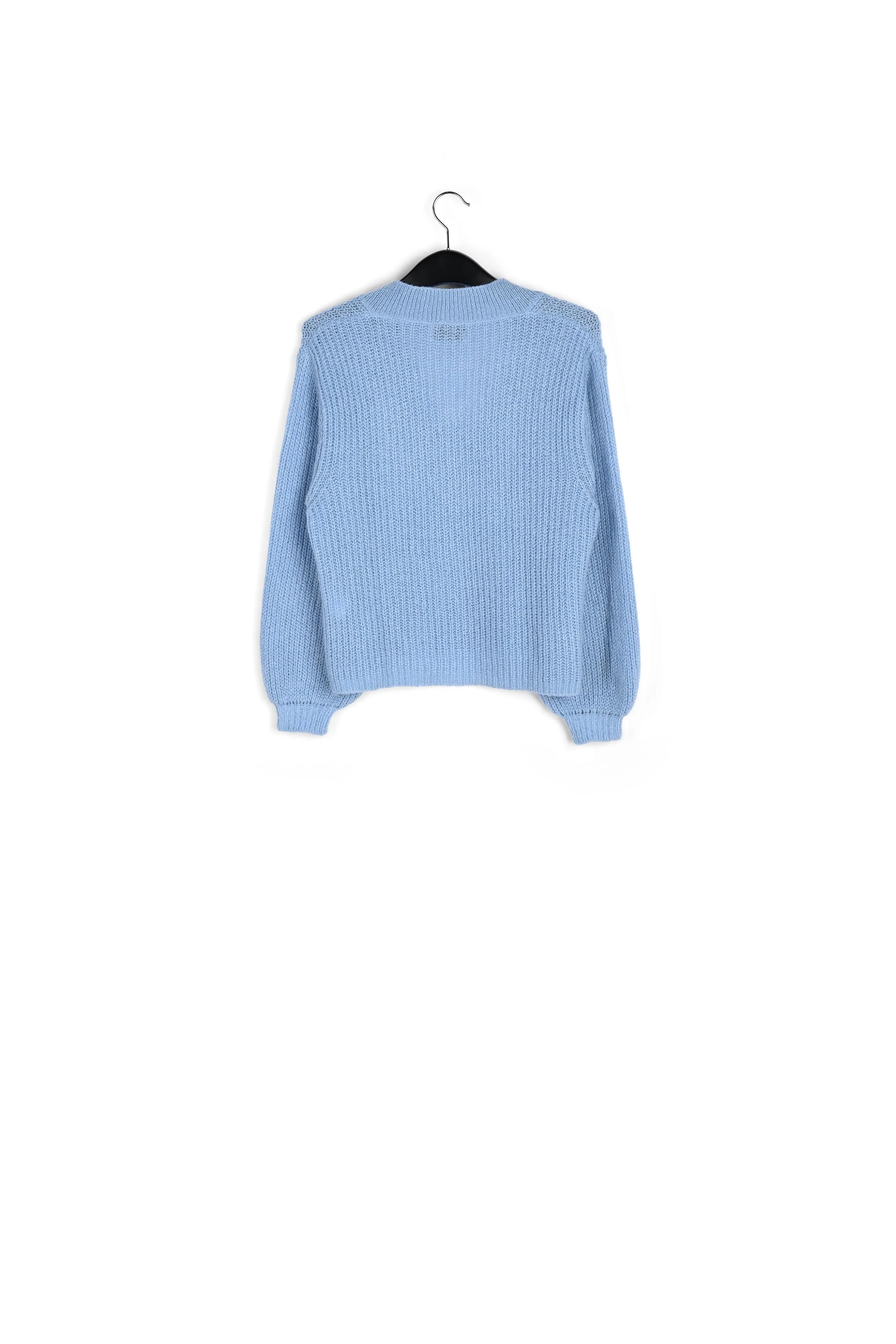 Light blue ribbed-knit V-neck sweater