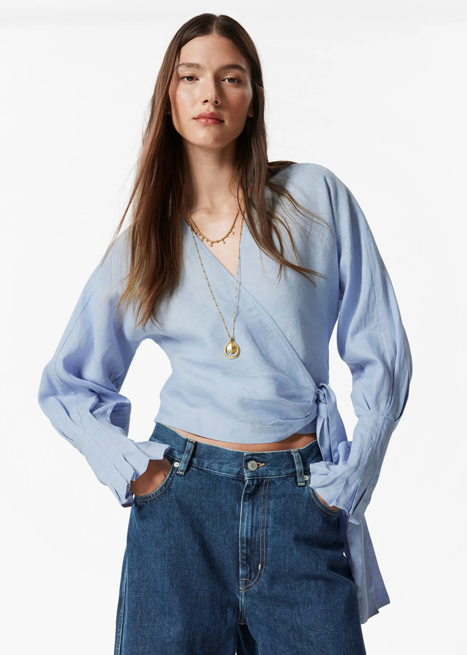 Linen Wrap Blouse