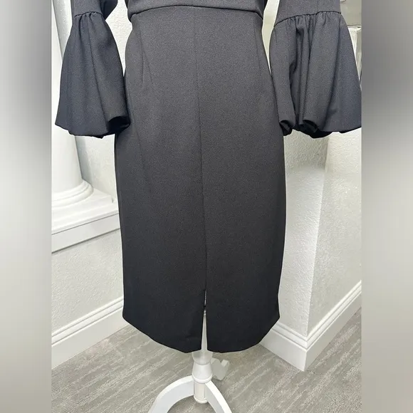 Liz Claiborne Dresses Black Tailored Bell Sleeve Career Sheath Dress Size 8