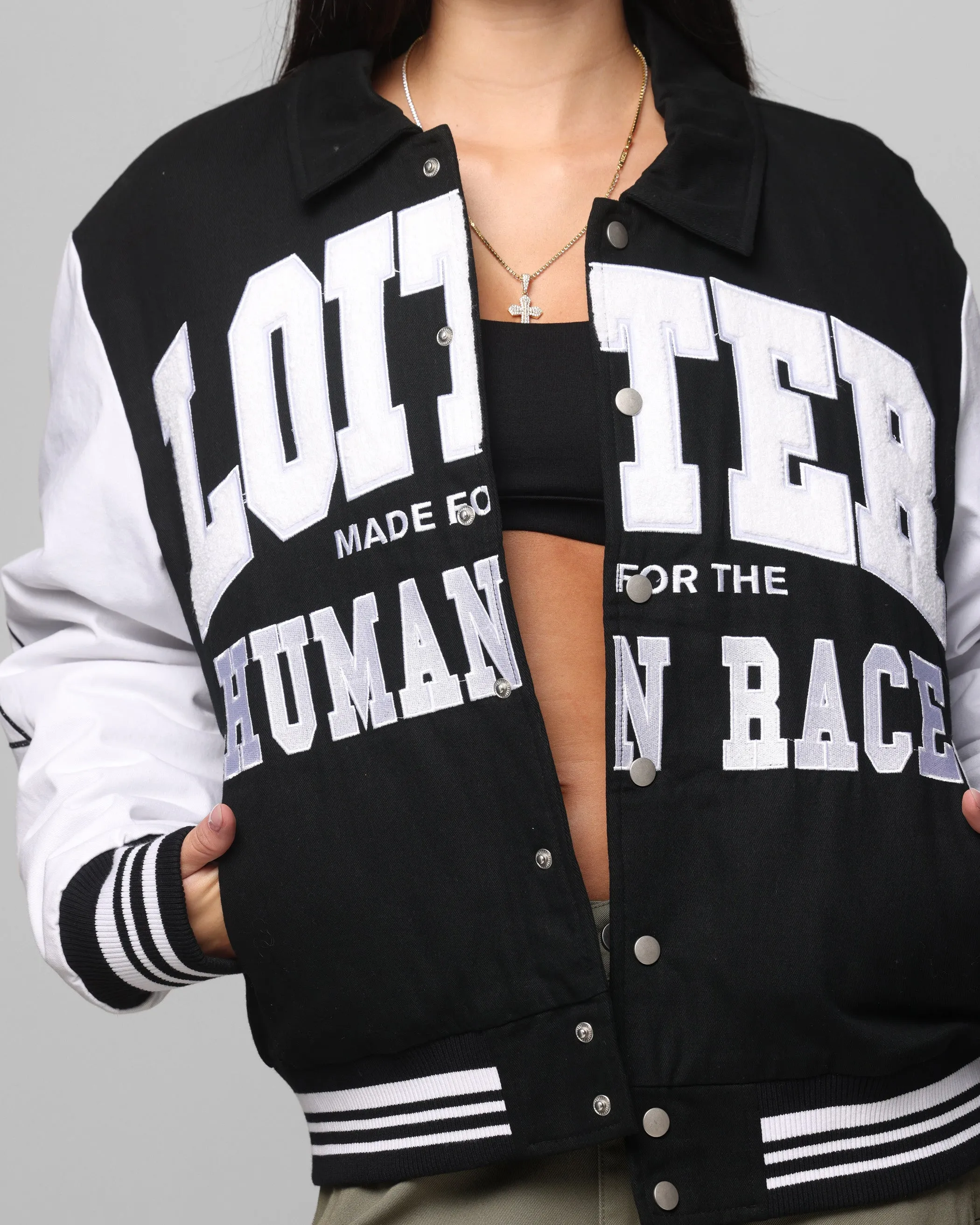 Loiter Vice City Varsity Jacket Black/White
