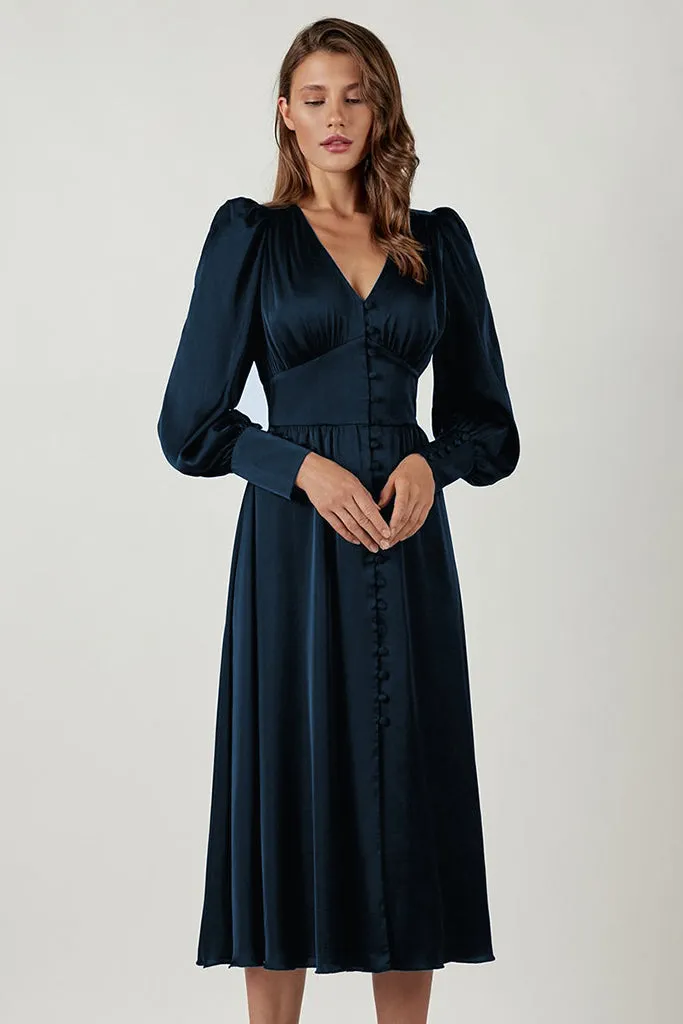 Long Sleeve Empire Waist Fit&Flare Dress