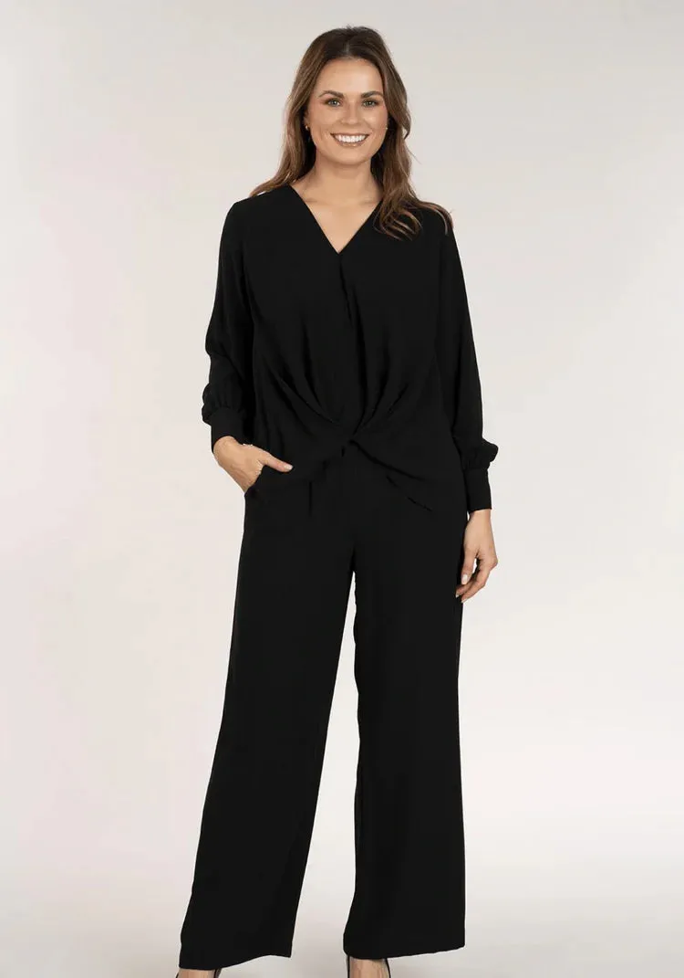 Long Sleeve Wrap Shirt - Black
