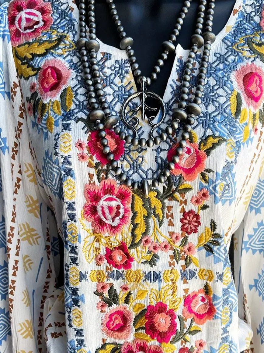 Long-sleeved paneled cotton-blend shirt