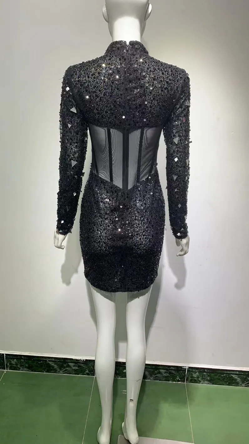Long Sleeves See Through Dress