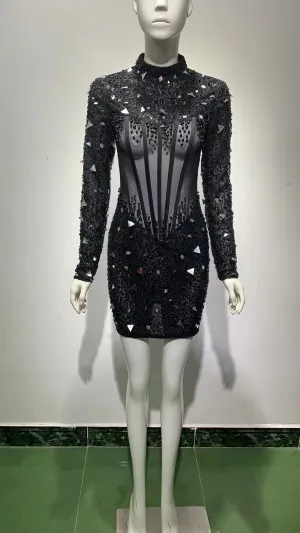 Long Sleeves See Through Dress