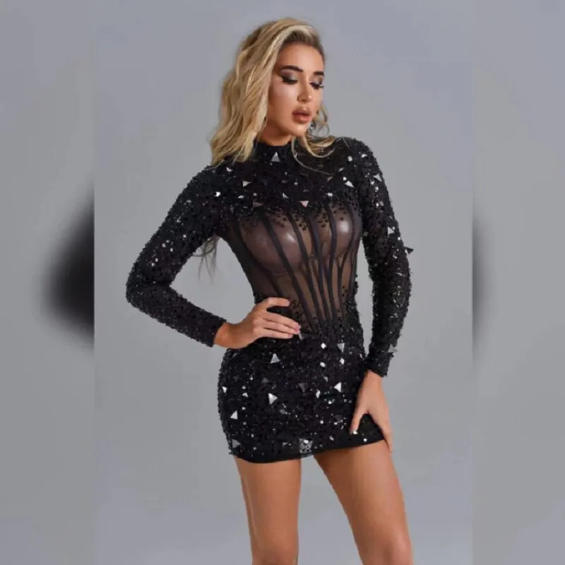 Long Sleeves See Through Dress