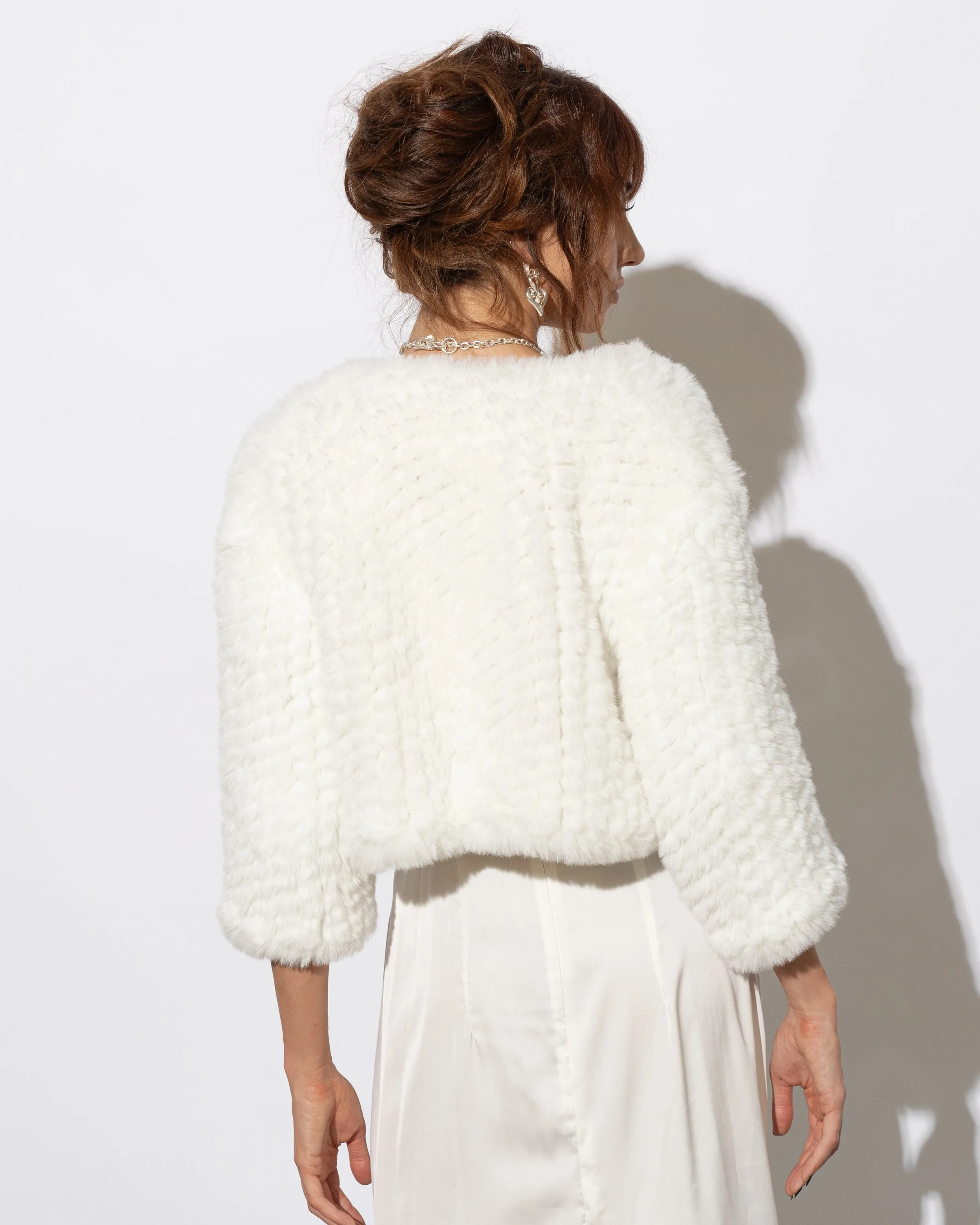 Macie Faux 3/4 Jacket in Snow