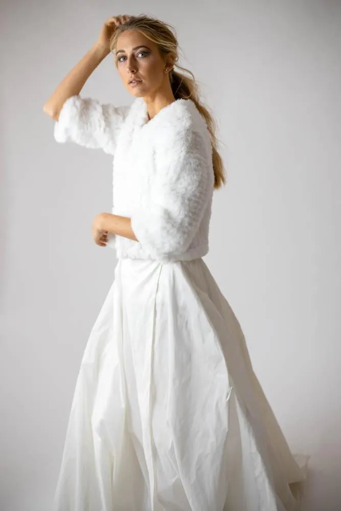 Macie Faux 3/4 Jacket in Snow