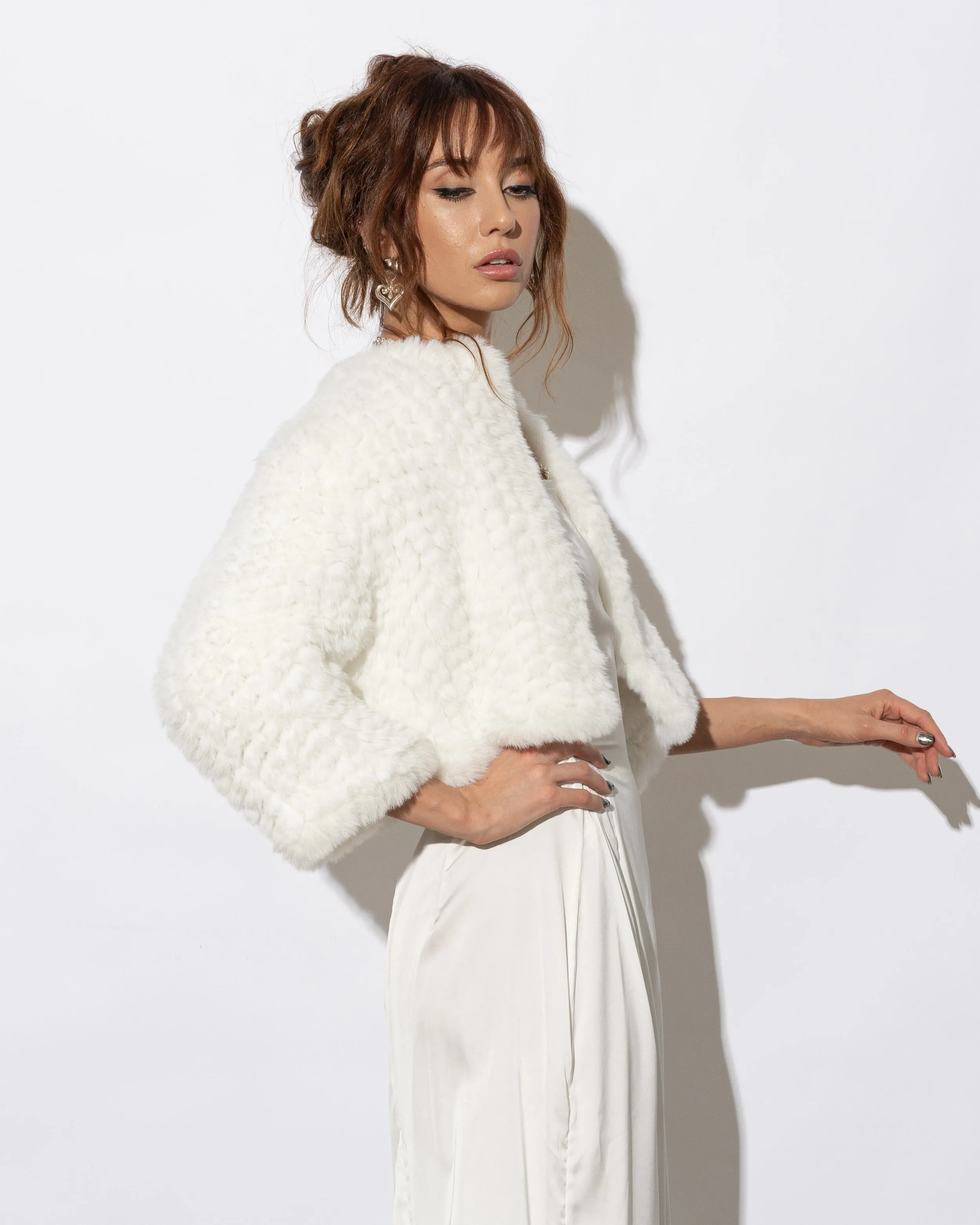 Macie Faux 3/4 Jacket in Snow