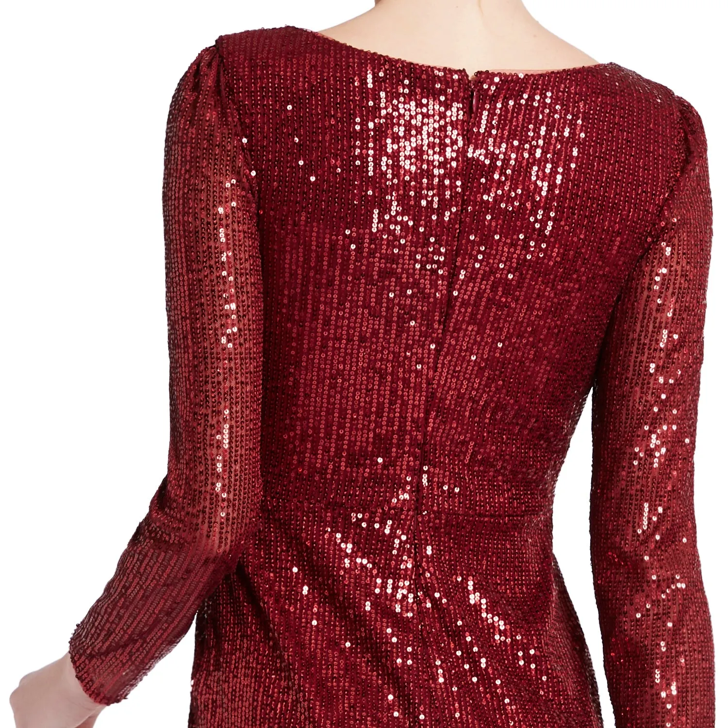 MACloth Women Long Sleeves V Neck Ruched Wrap Sequin Cocktail Dresses