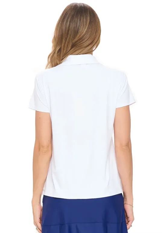 Madeline Short Sleeve Polo Top - White