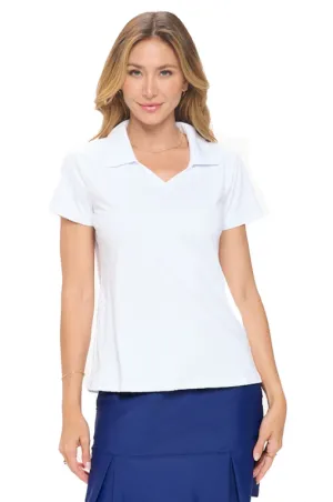 Madeline Short Sleeve Polo Top - White