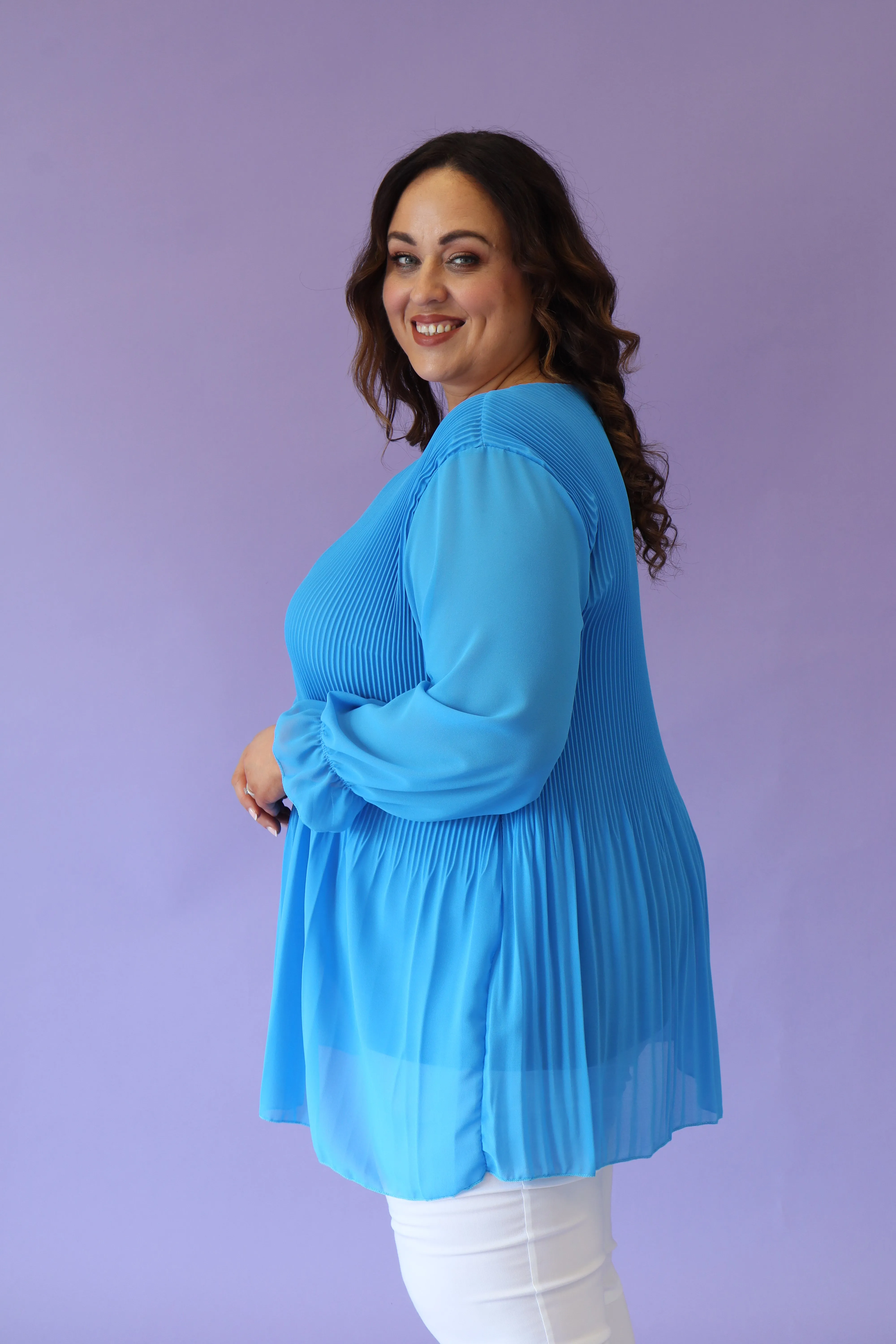 Maizie Pleated Blouse in Blue