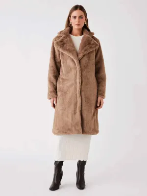 Malena Faux Fur Coat - TAUPE