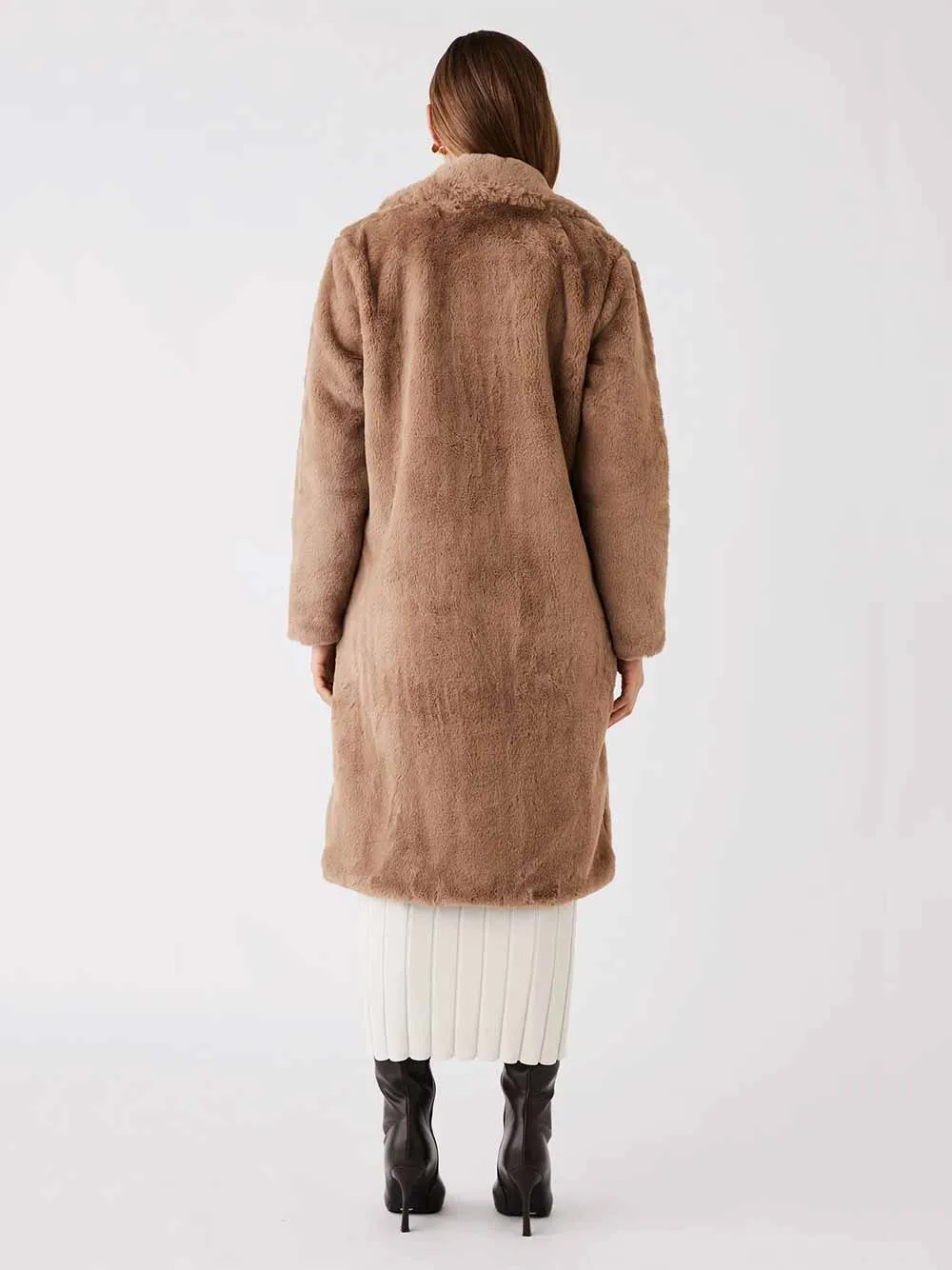Malena Faux Fur Coat - TAUPE