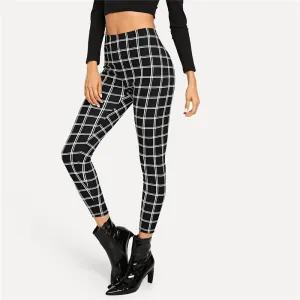 Mariam - High-waisted plaid skinny pants