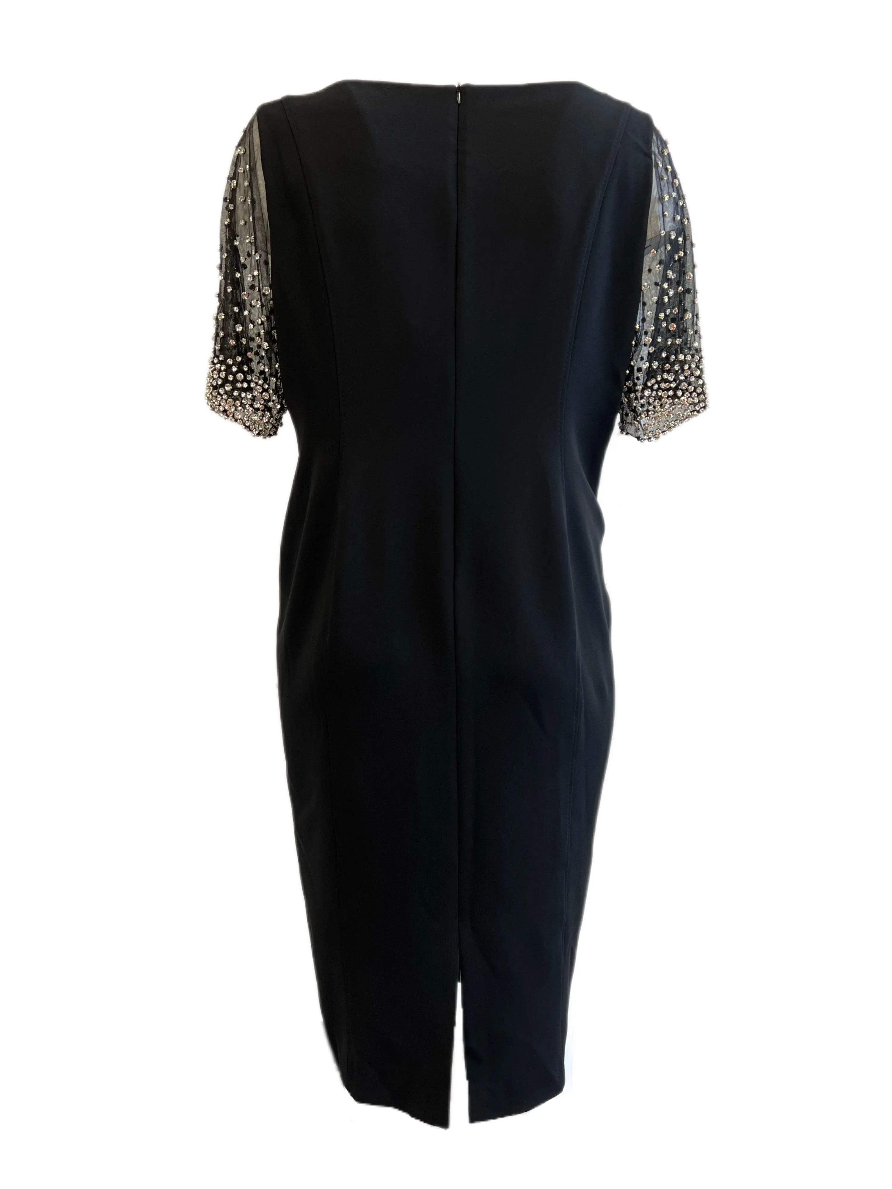 Marina Rinaldi Women's Black Ducato Beaded Sleeve Sheath Dress