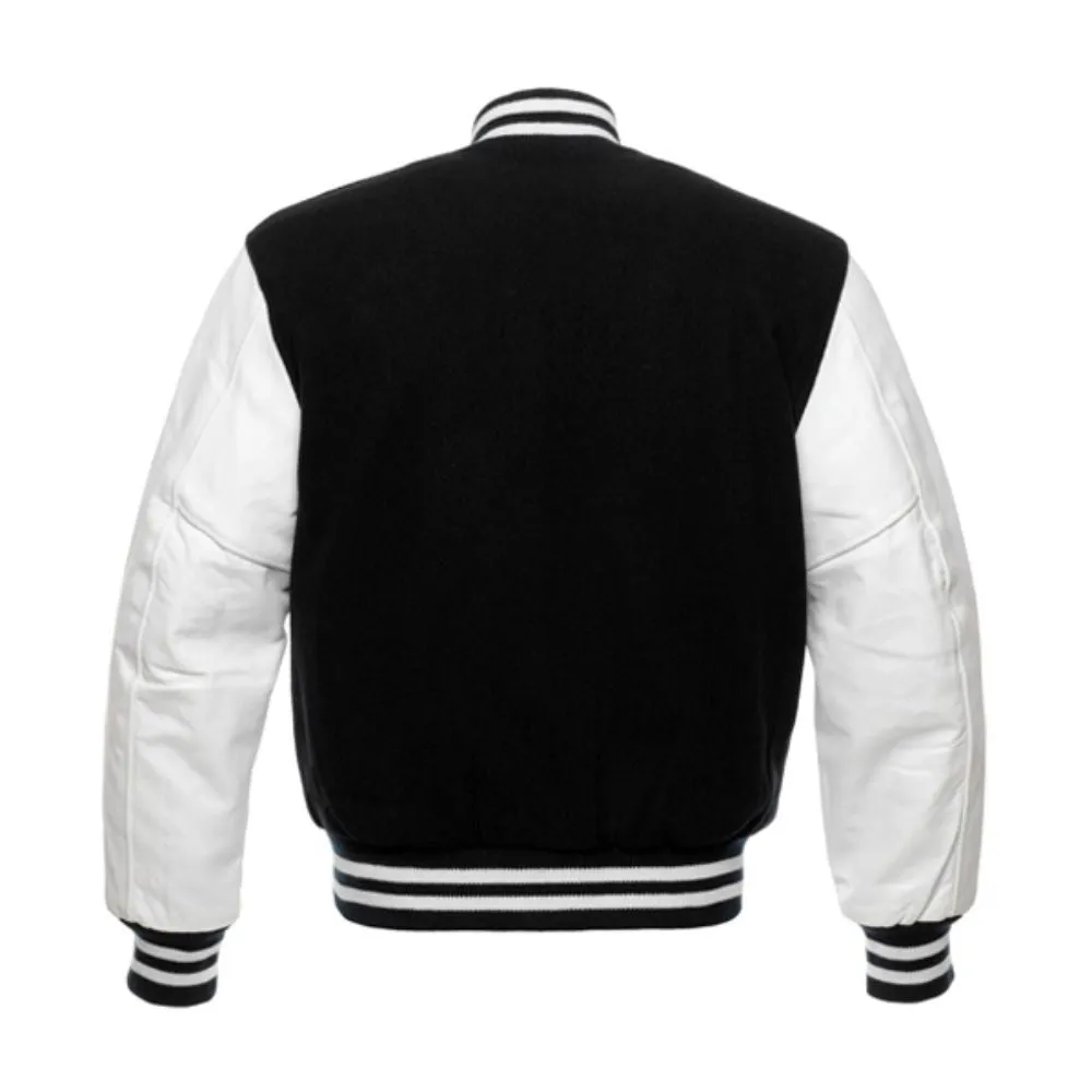 Men Black and White Varsity Jacket