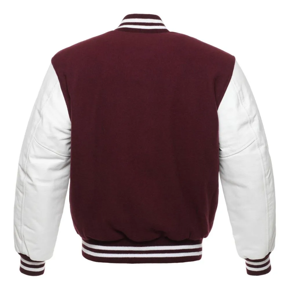 Men Burgundy Fleece Varsity Jacket