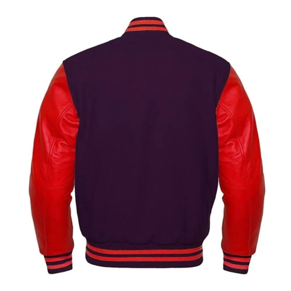 Men Purple and Red Varsity Jacket