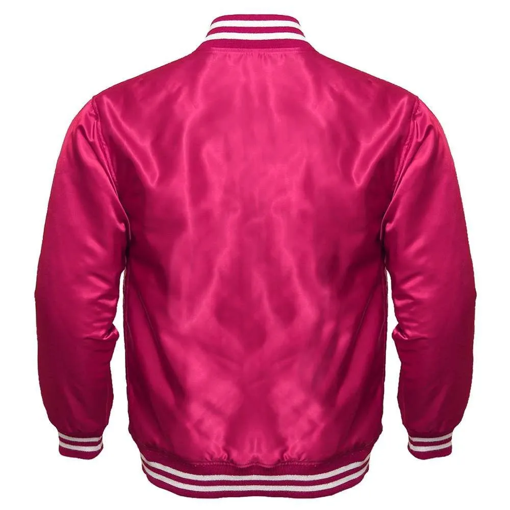 Men's Satin Pink Varsity Jacket
