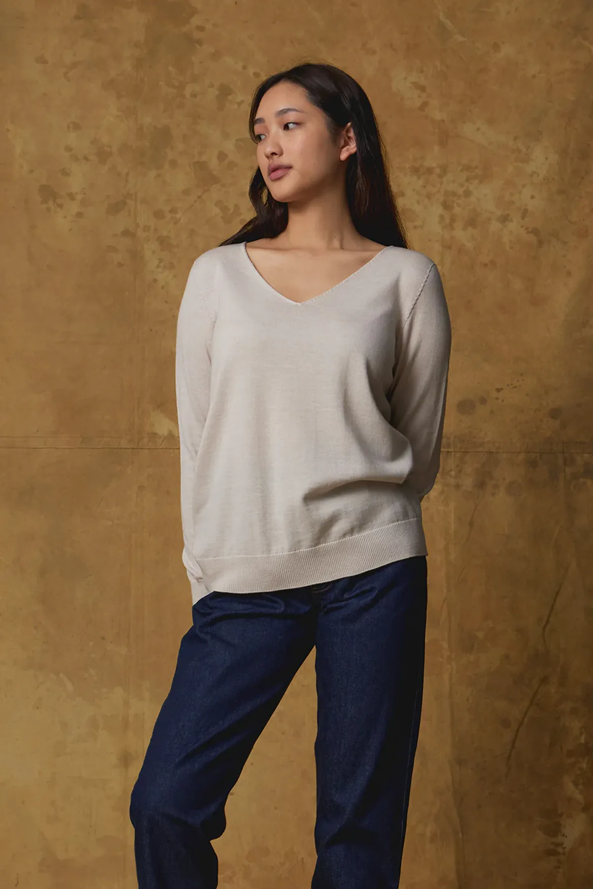 MERINO V NECK SLOUCHY