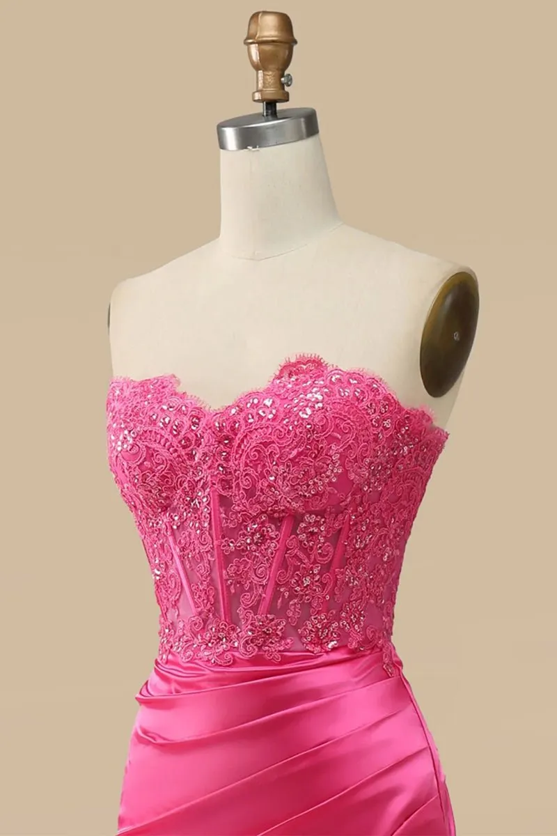 Mermaid / Trumpet Prom Dresses Empire Dress Formal Sweep / Brush Train Sleeveless Sweetheart Charmeuse with Appliques