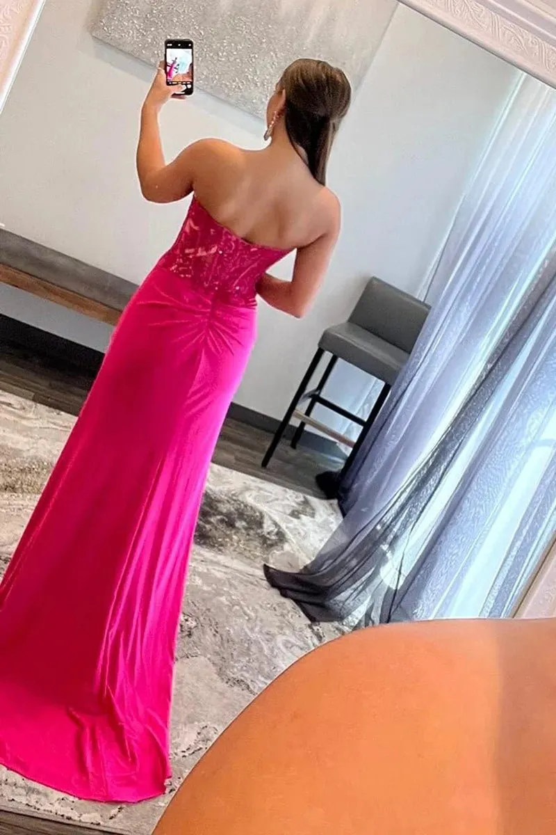 Mermaid / Trumpet Prom Dresses Empire Dress Formal Sweep / Brush Train Sleeveless Sweetheart Charmeuse with Appliques