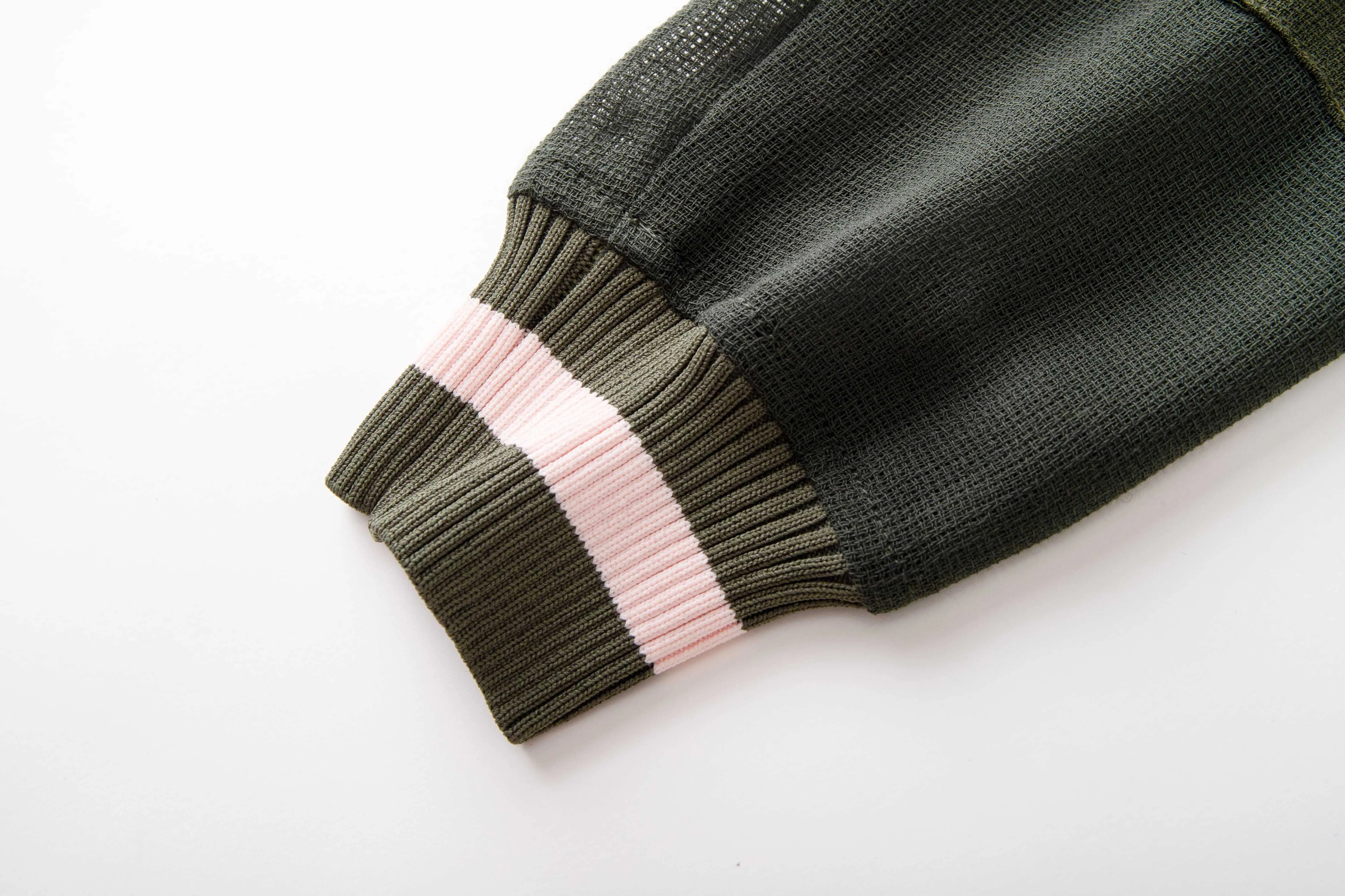 Mesh-panelled Dark Green varsity Jacket