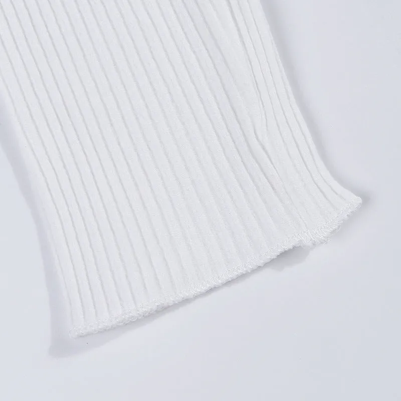 Micro-disclosure Navel Long-sleeved Shirt Sexy U-neck T-shirt