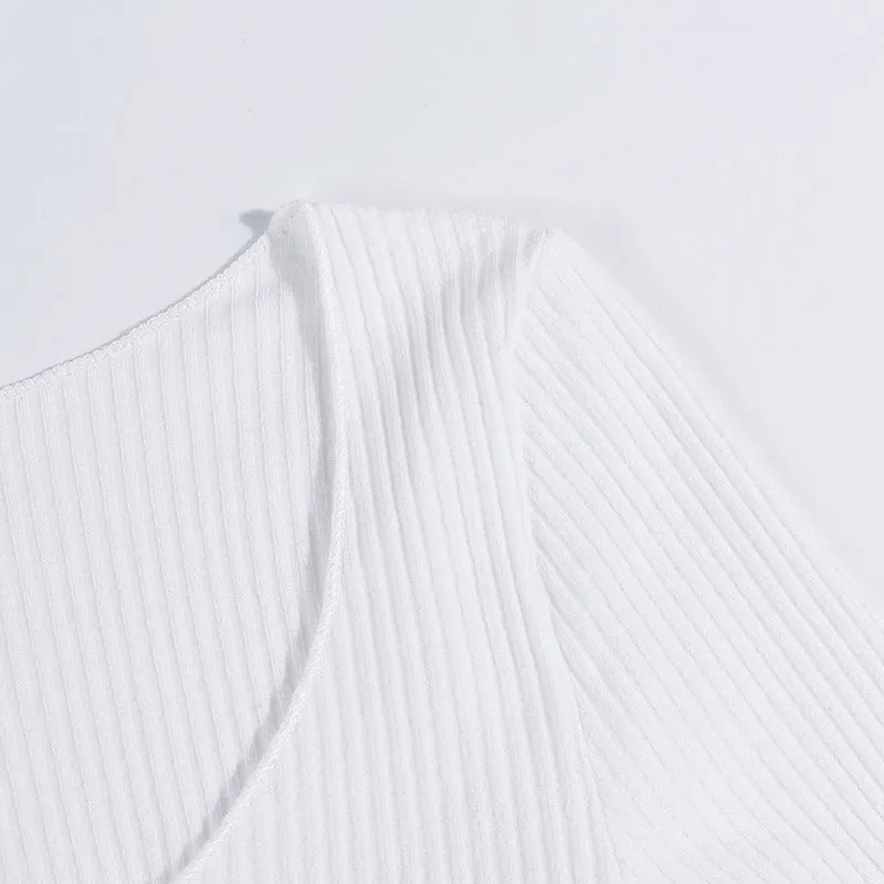 Micro-disclosure Navel Long-sleeved Shirt Sexy U-neck T-shirt