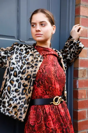 Mika Faux Fur Animal Print Jacket