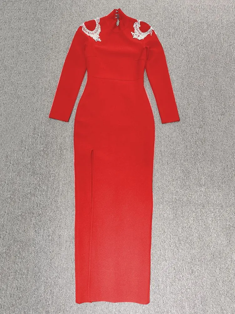 New Diamond Tassel Bandage Long Dress