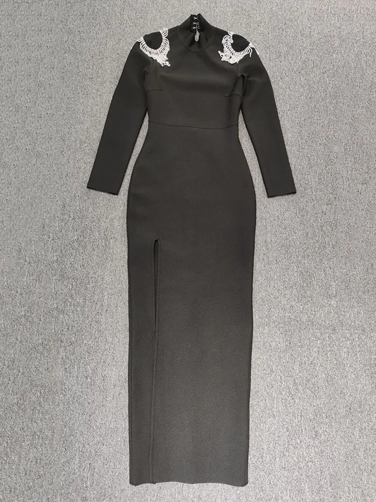 New Diamond Tassel Bandage Long Dress