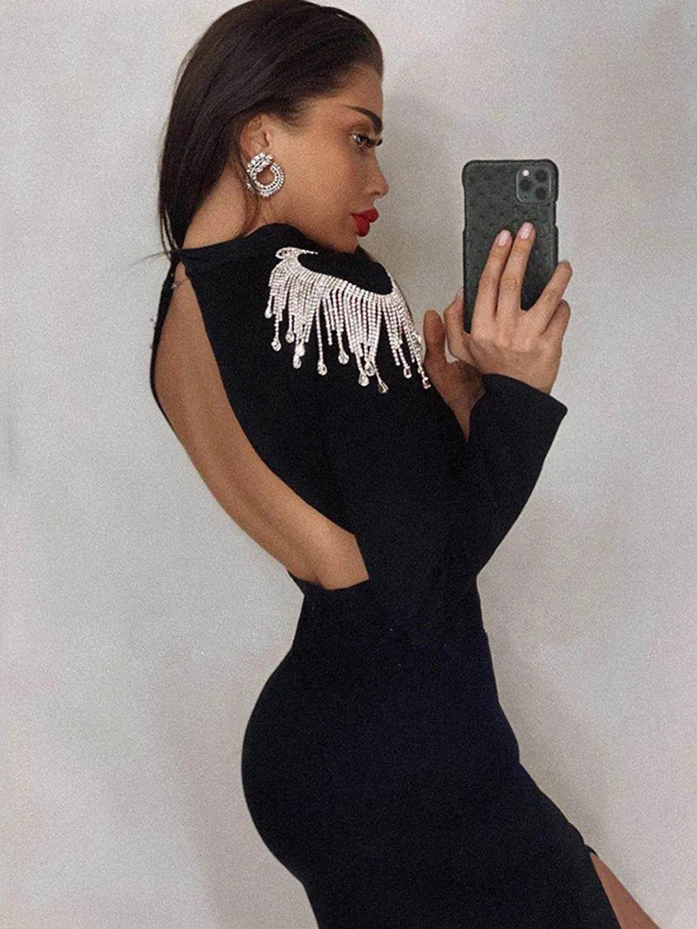New Diamond Tassel Bandage Long Dress