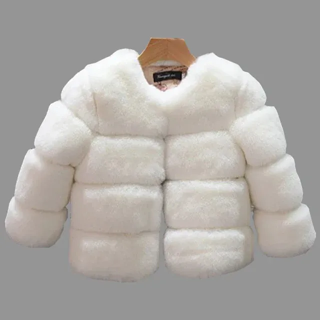 New Girls Winter Fur Coat Elegant Teenage Girl Faux Fur Jackets Thick Coats Warm Parkas Children Outerwear 1-10Yrs Girls Clothes