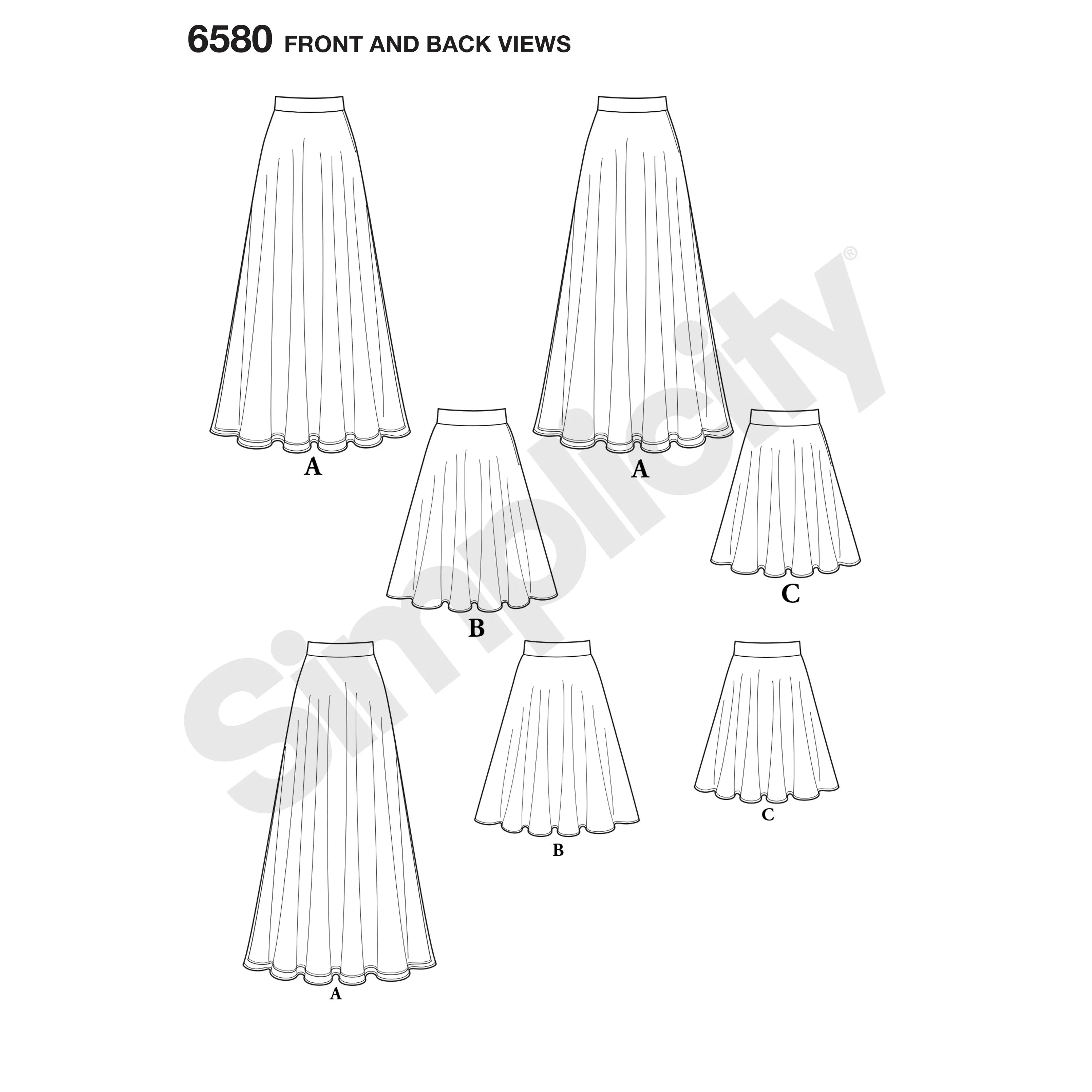 Newlook Pattern 6580 Misses' Circle Skirt